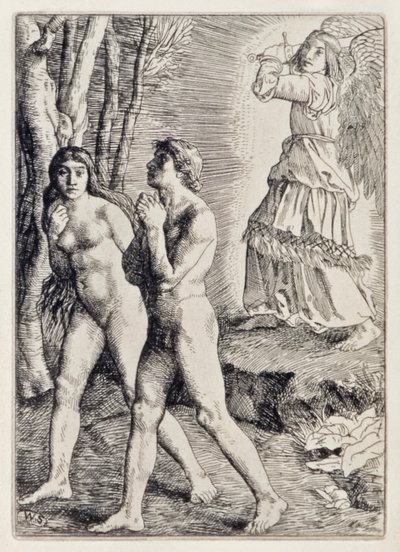 Adam and Eve Expelled from Paradise from Paradise Lost by John Milton, Illustration by William Strang by William Strang